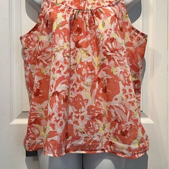 Loft Ann Taylor Sleeveless Floral Print Cotton Top Size LP - Picture 5 of 11